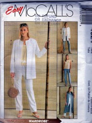 4024 MCCALLS EASY UNLINED JACKET, VEST, DUSTER, TOP, PANTS PATTERN 16-22 UNCUT